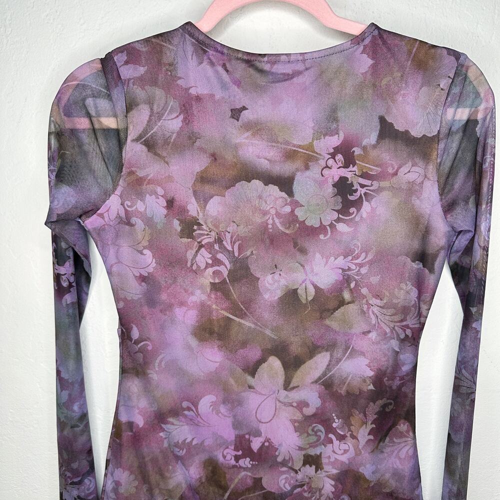 NWT Urban Outfitters Eva Floral Printed Mesh Playsuit Romper Mini Dress Medium - Picture 10 of 15